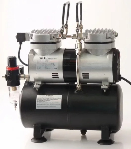 Airbrush Kit With Mini Compressor - AS196 Mini Airbrush Kompresör Kiti Çift